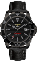 ICON heren horloge - Echte leren band - Waterdicht - 44 mm - Zwart