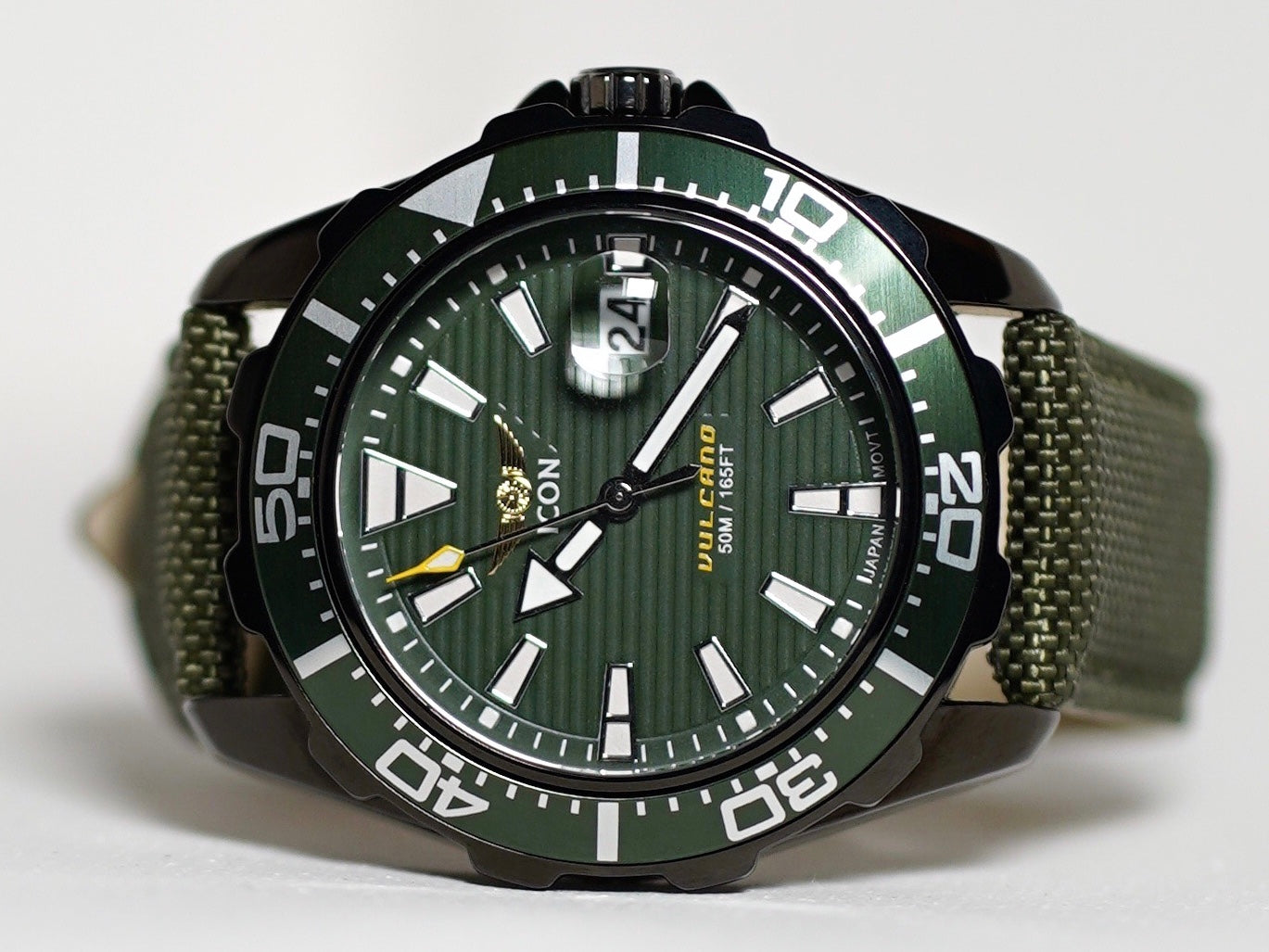 ICON Herenhorloge - Echte leren band - Waterdicht - 44 mm - Groen