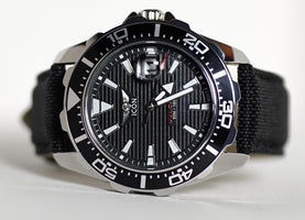 ICON heren horloge - Echte leren band - Waterdicht - 44 mm - Blauw