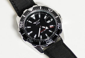 ICON heren horloge - Echte leren band - Waterdicht - 44mm - Zwart/Zilver