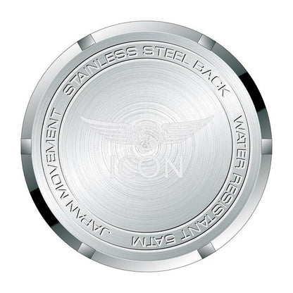 ICON heren horloge - Echte leren band - Waterdicht - 44mm - Zwart/Zilver