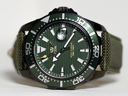 ICON Herenhorloge - Echte leren band - Waterdicht - 44 mm - Groen
