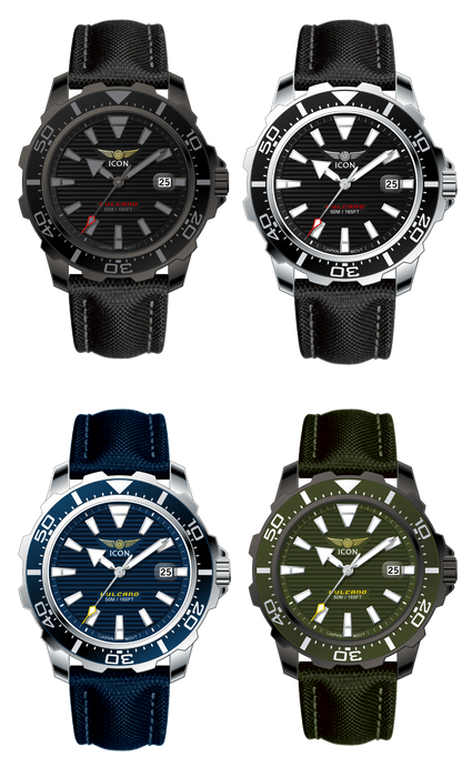 ICON heren horloge - Echte leren band - Waterdicht - 44mm - Zwart/Zilver
